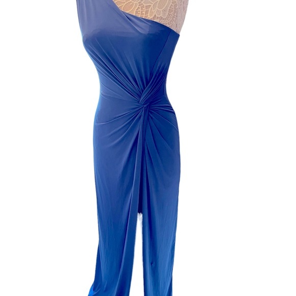 Soprano‎ one shoulder ruched high split twist front body con dress Sz. M - Picture 10 of 12